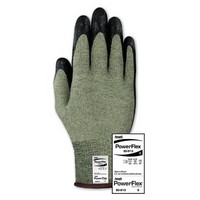 Ansell Edmont 80-813-6 Ansell Size 6 PowerFlex Black Neoprene Foam Dipped Palm Coated Work Gloves With Yellow And Gray Kevlar An